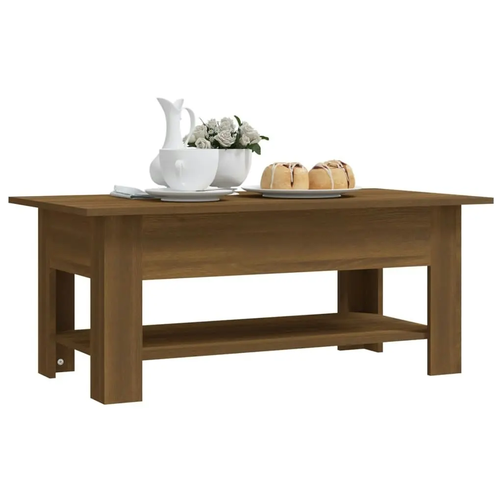 Coffee Table Brown Oak 102x55x42 cm Engineered Wood 813076