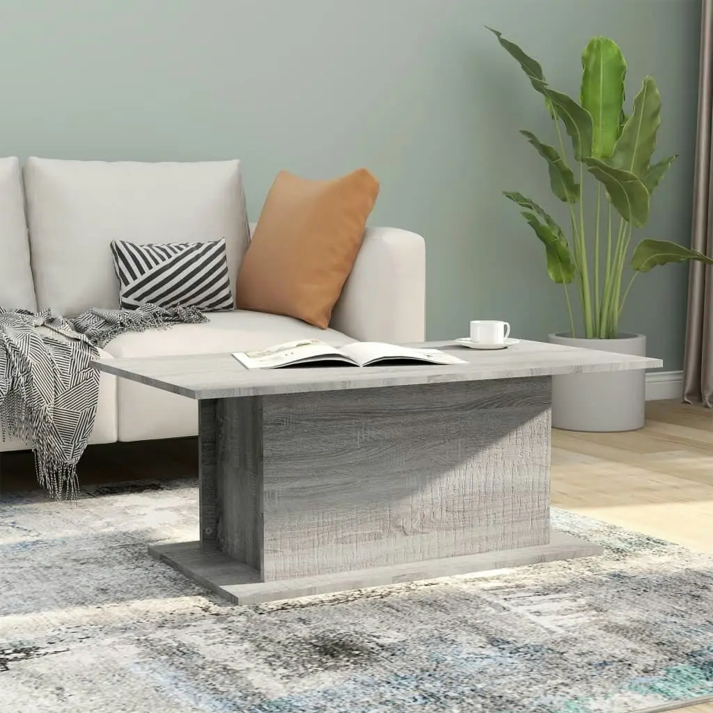 Coffee Table Grey Sonoma 102x55.5x40 cm Engineered Wood 813093