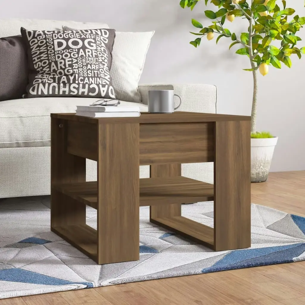 Coffee Table Brown Oak 55.5x55x45 cm Engineered Wood 816933