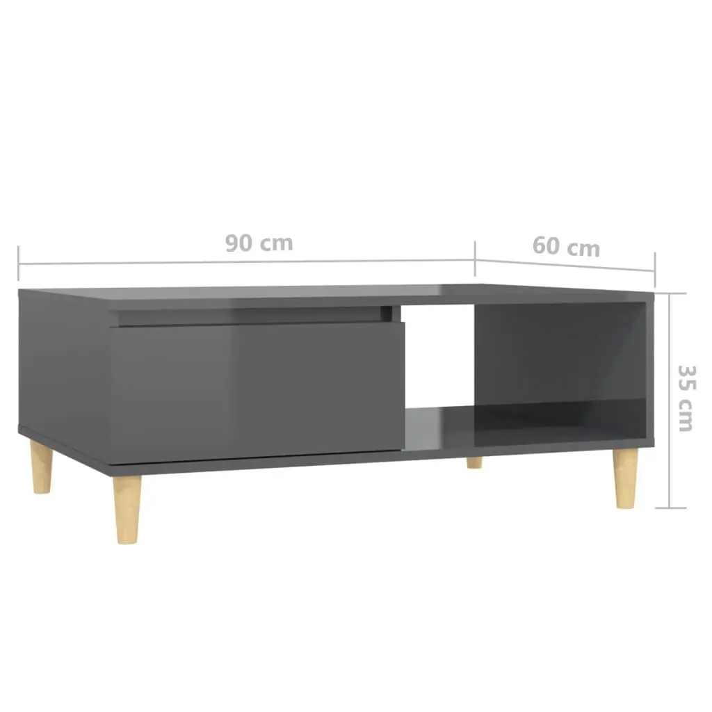 Coffee Table High Gloss Grey 90x60x35 cm Engineered Wood 806003