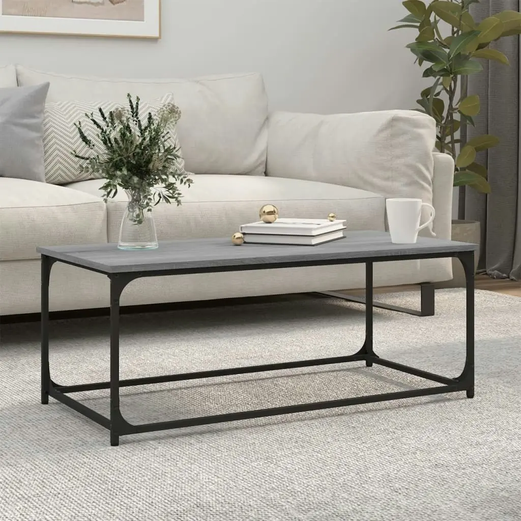 Coffee Table Grey Sonoma 102x50x40 cm Engineered Wood and Iron 823300