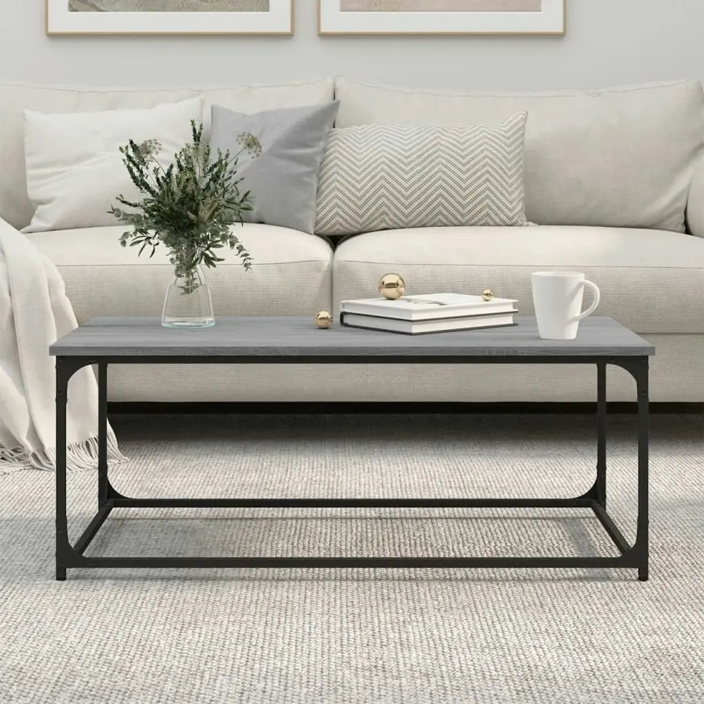 Coffee Table Grey Sonoma 102x50x40 cm Engineered Wood and Iron 823300