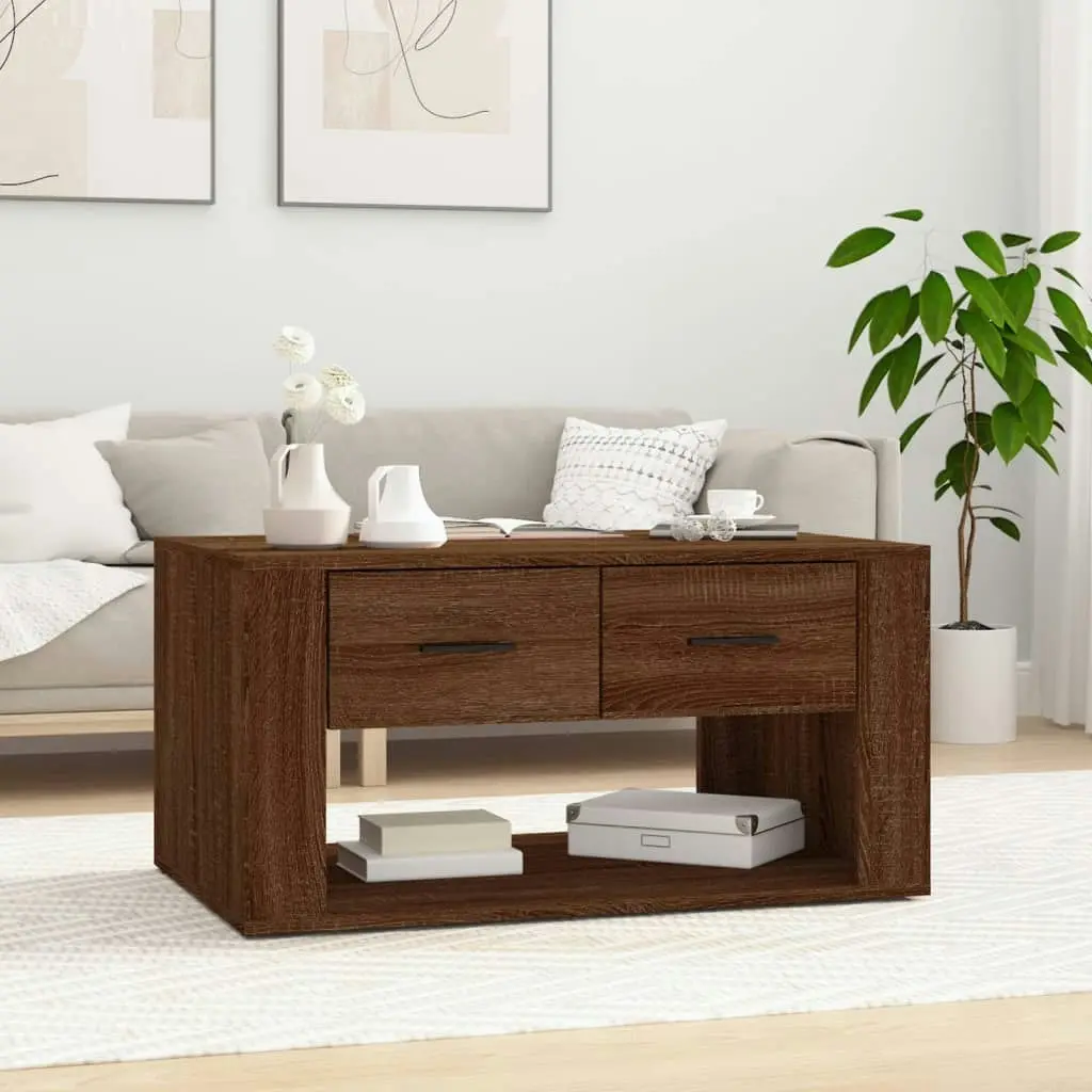 Coffee Table Brown Oak 80x50x40 cm Engineered Wood 816535