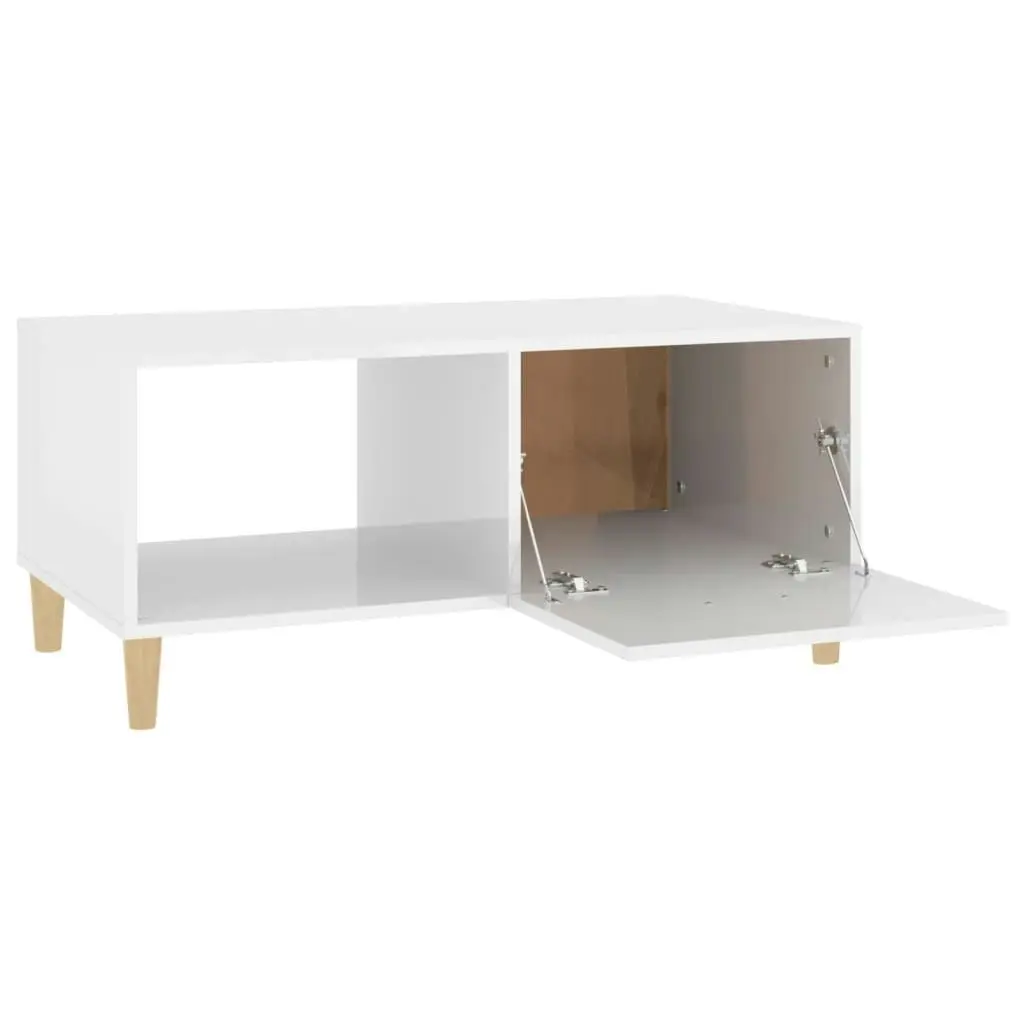 Coffee Table High Gloss White 89.5x50x40 cm Engineered Wood 812660