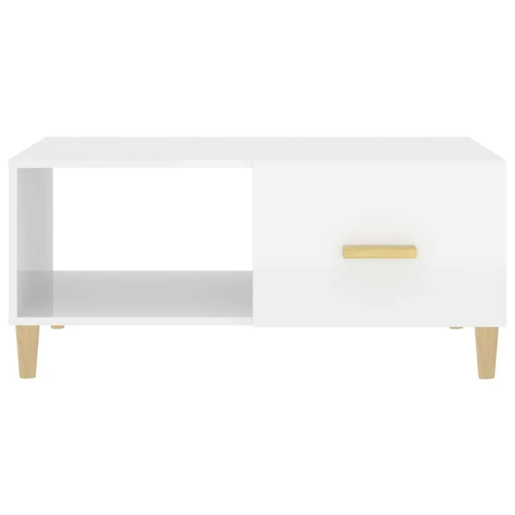 Coffee Table High Gloss White 89.5x50x40 cm Engineered Wood 812660