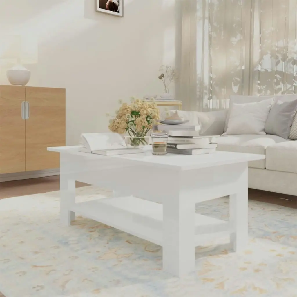 Coffee Table High Gloss White 102x55x42 cm Engineered Wood 810259