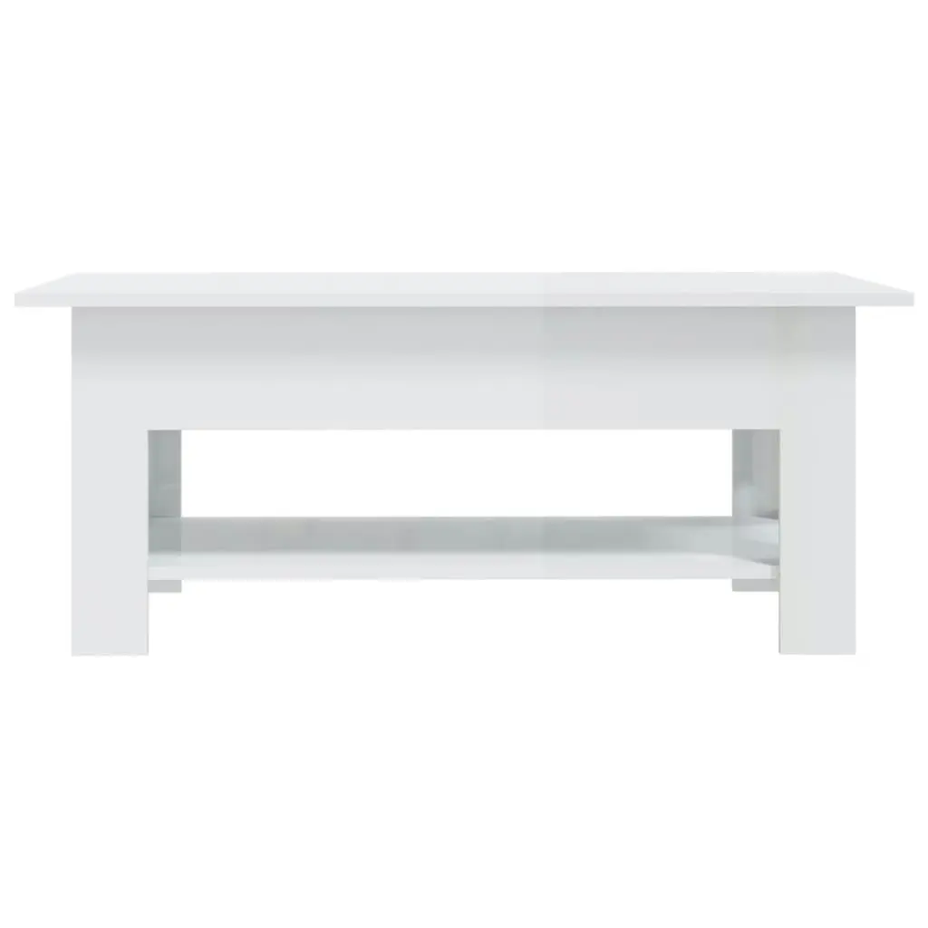 Coffee Table High Gloss White 102x55x42 cm Engineered Wood 810259