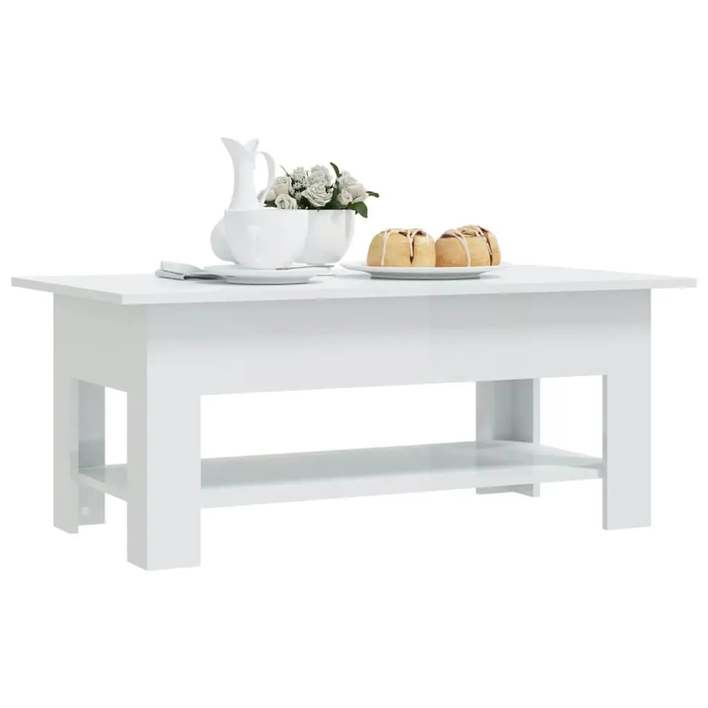 Coffee Table High Gloss White 102x55x42 cm Engineered Wood 810259