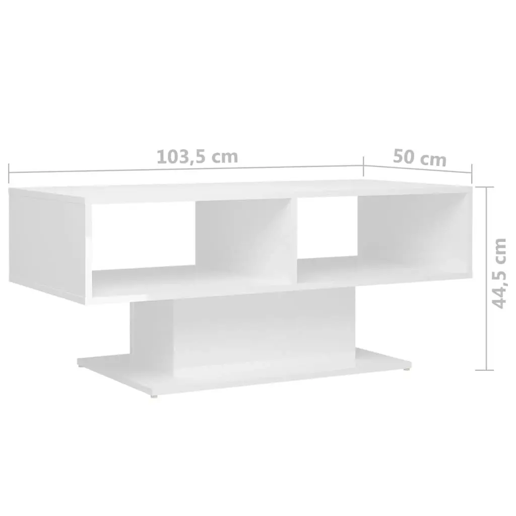 Coffee Table High Gloss White 103.5x50x44.5 cm Engineered Wood 806828