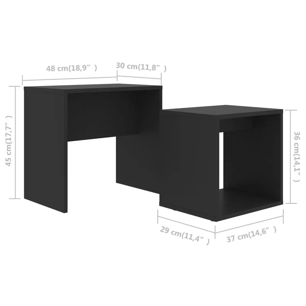 Coffee Table Set Black 48x30x45 cm Engineered Wood 802886