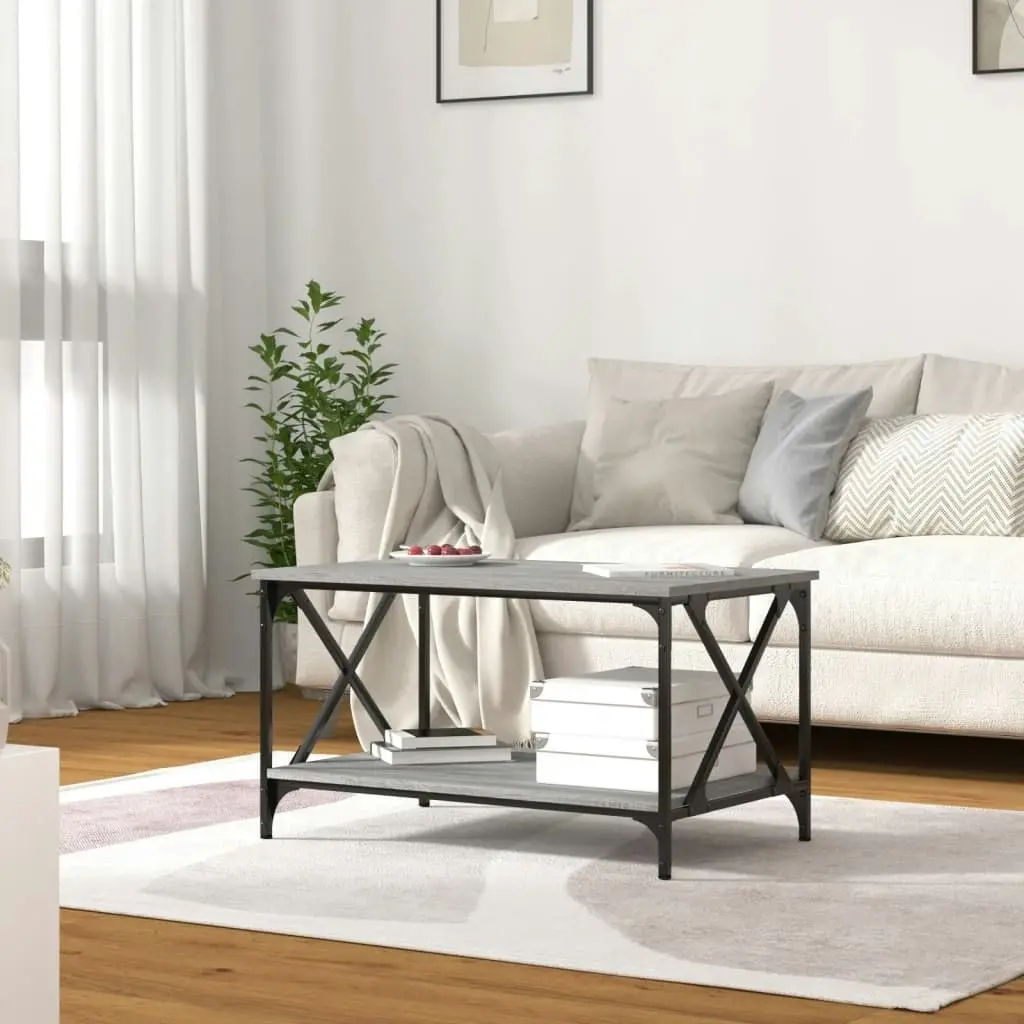 Coffee Table Grey Sonoma 80x50x45 cm Engineered Wood and Iron 823320