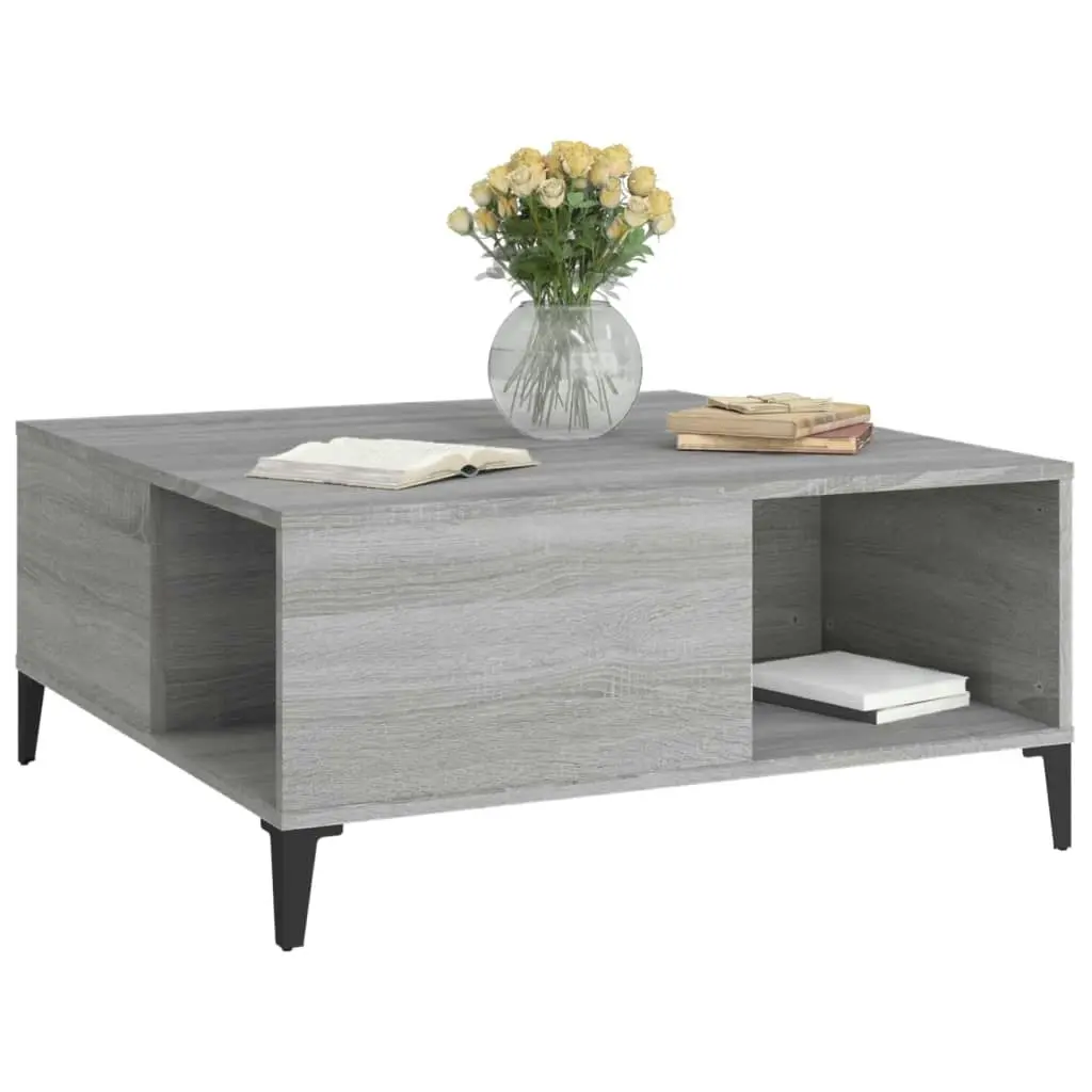 Coffee Table Grey Sonoma 80x80x36.5 cm Engineered Wood 821106