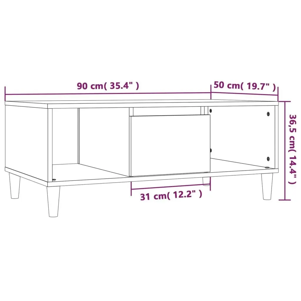 Coffee Table Grey Sonoma 90x50x36.5 cm Engineered Wood 821066