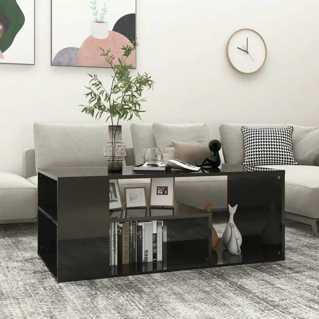 Coffee Table High Gloss Black 100x50x40 cm Engineered Wood 806928