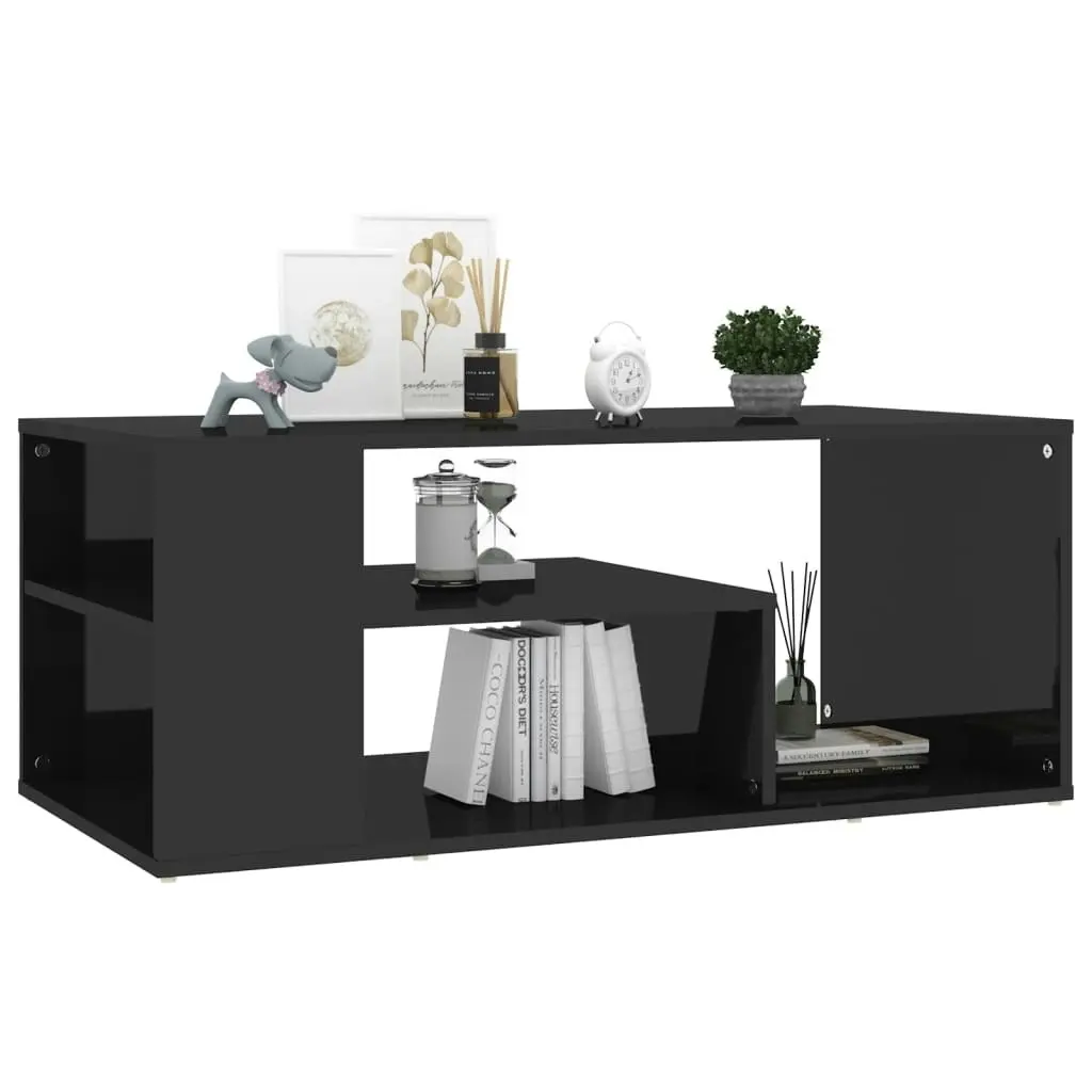 Coffee Table High Gloss Black 100x50x40 cm Engineered Wood 806928