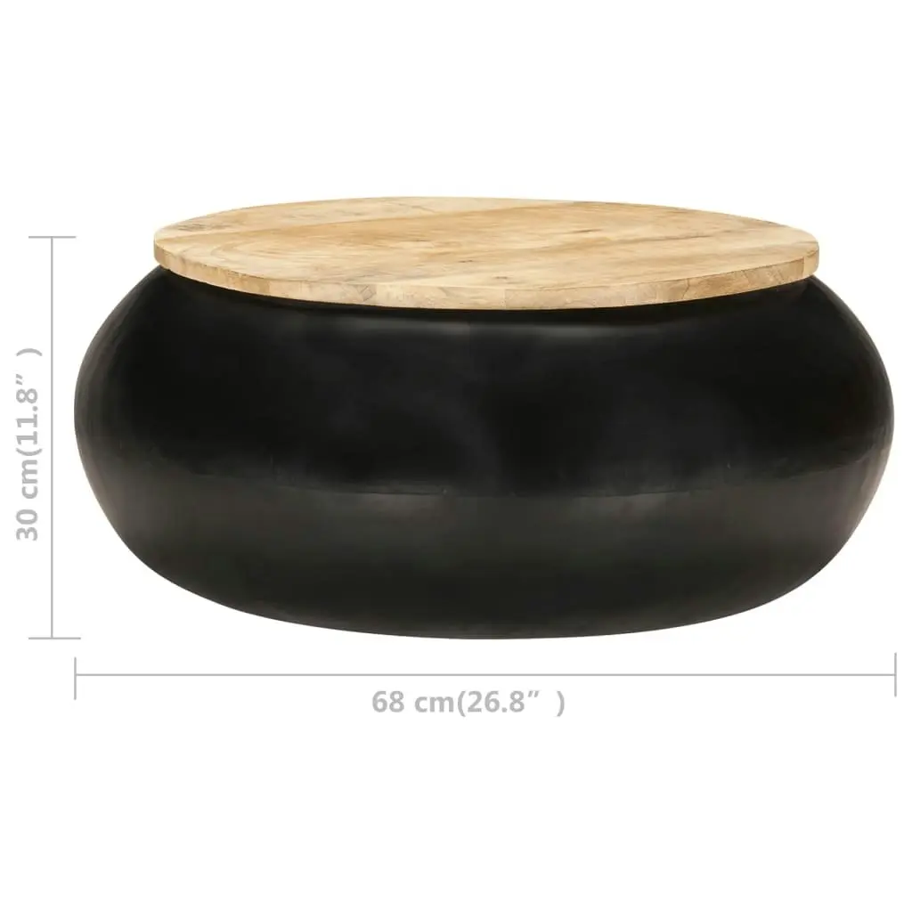 Coffee Table Black 68x68x30 cm Solid Mango Wood 323533