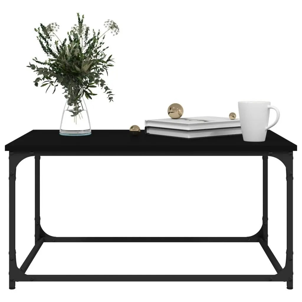 Coffee Table Black 80x50x40 cm Engineered Wood and Iron 823292