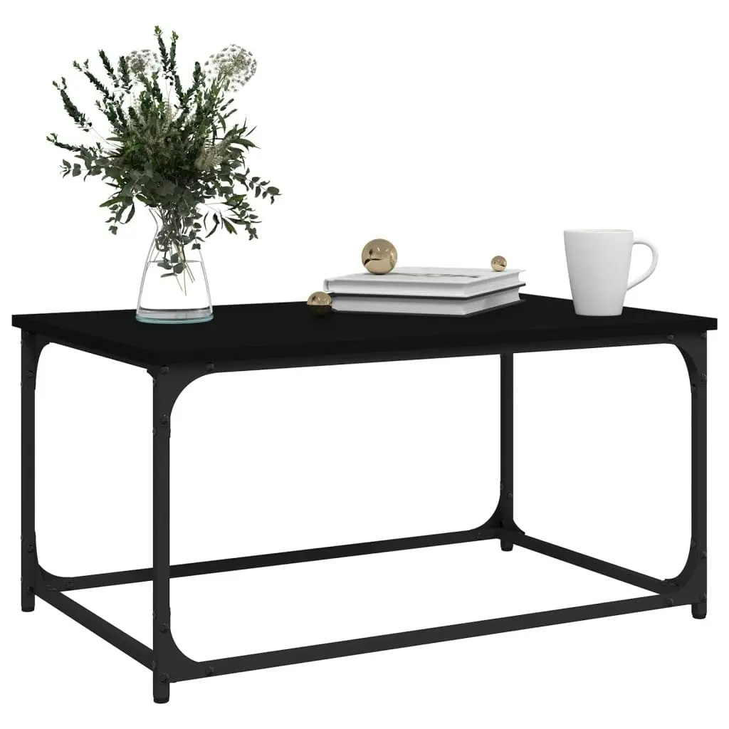 Coffee Table Black 80x50x40 cm Engineered Wood and Iron 823292