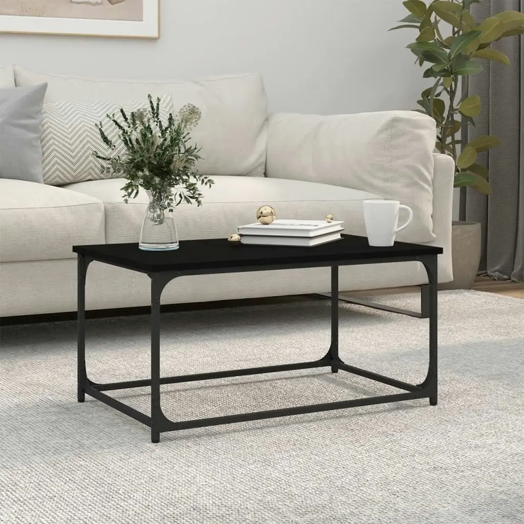 Coffee Table Black 80x50x40 cm Engineered Wood and Iron 823292