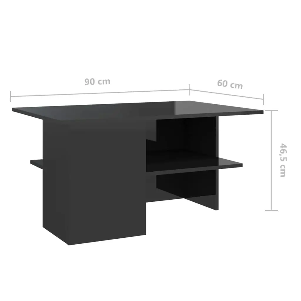 Coffee Table High Gloss Black 90x60x46.5 cm Engineered Wood 806856