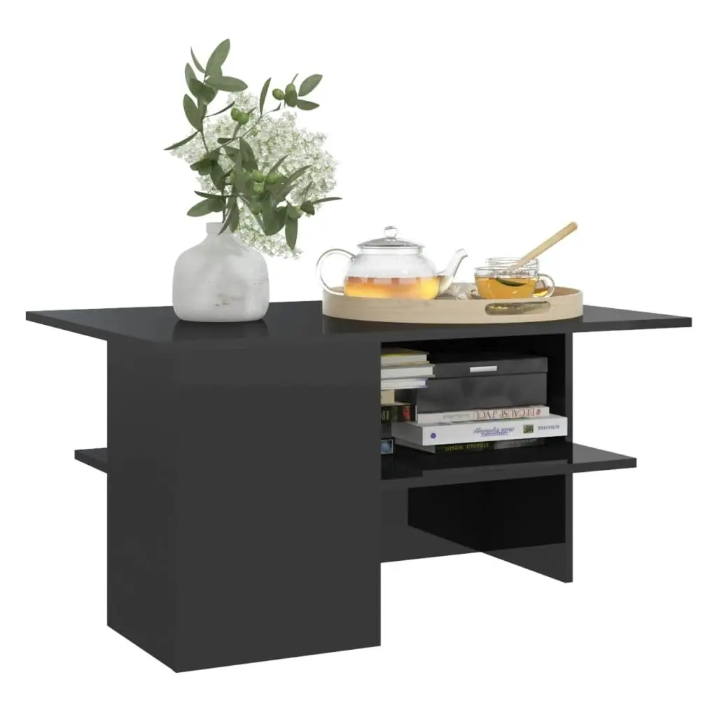 Coffee Table High Gloss Black 90x60x46.5 cm Engineered Wood 806856