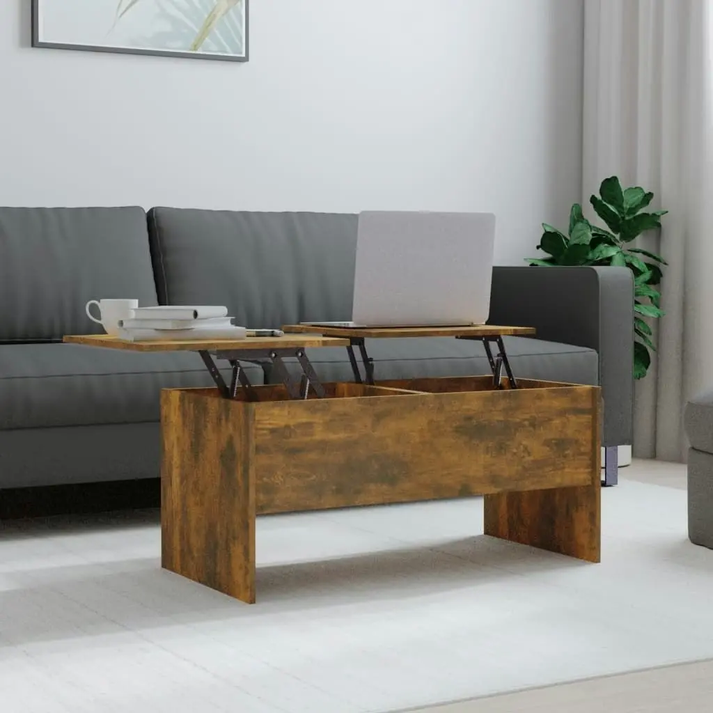 Coffee Table Smoked Oak 102x50.5x46.5 cm Engineered Wood 819299