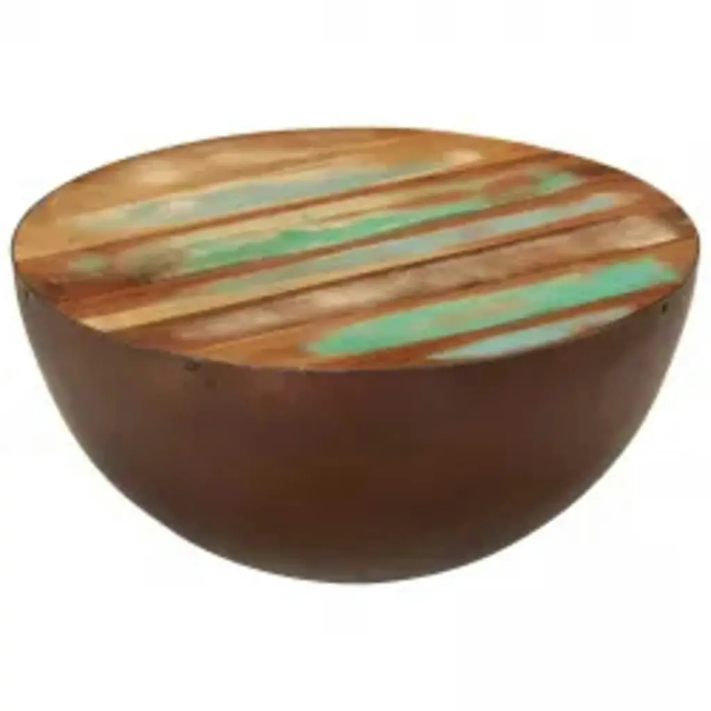 Coffee Table Bowl-shaped with Steel Base Solid Reclaimed Wood 241648