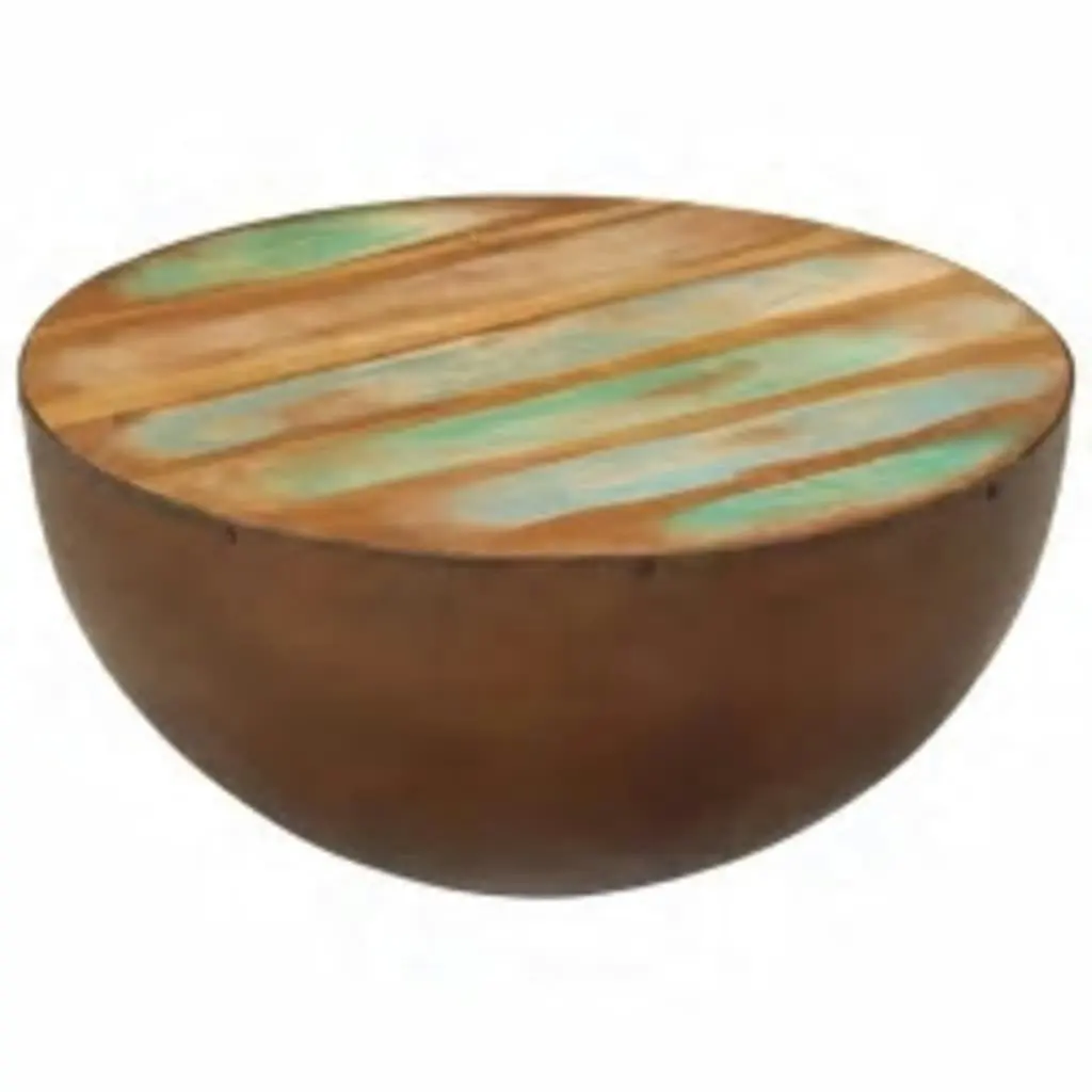 Coffee Table Bowl-shaped with Steel Base Solid Reclaimed Wood 241648