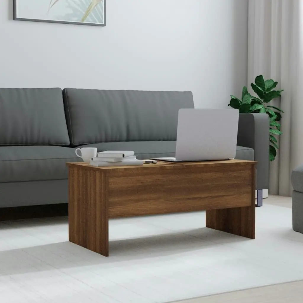 Coffee Table Brown Oak 102x50.5x46.5 cm Engineered Wood 819301