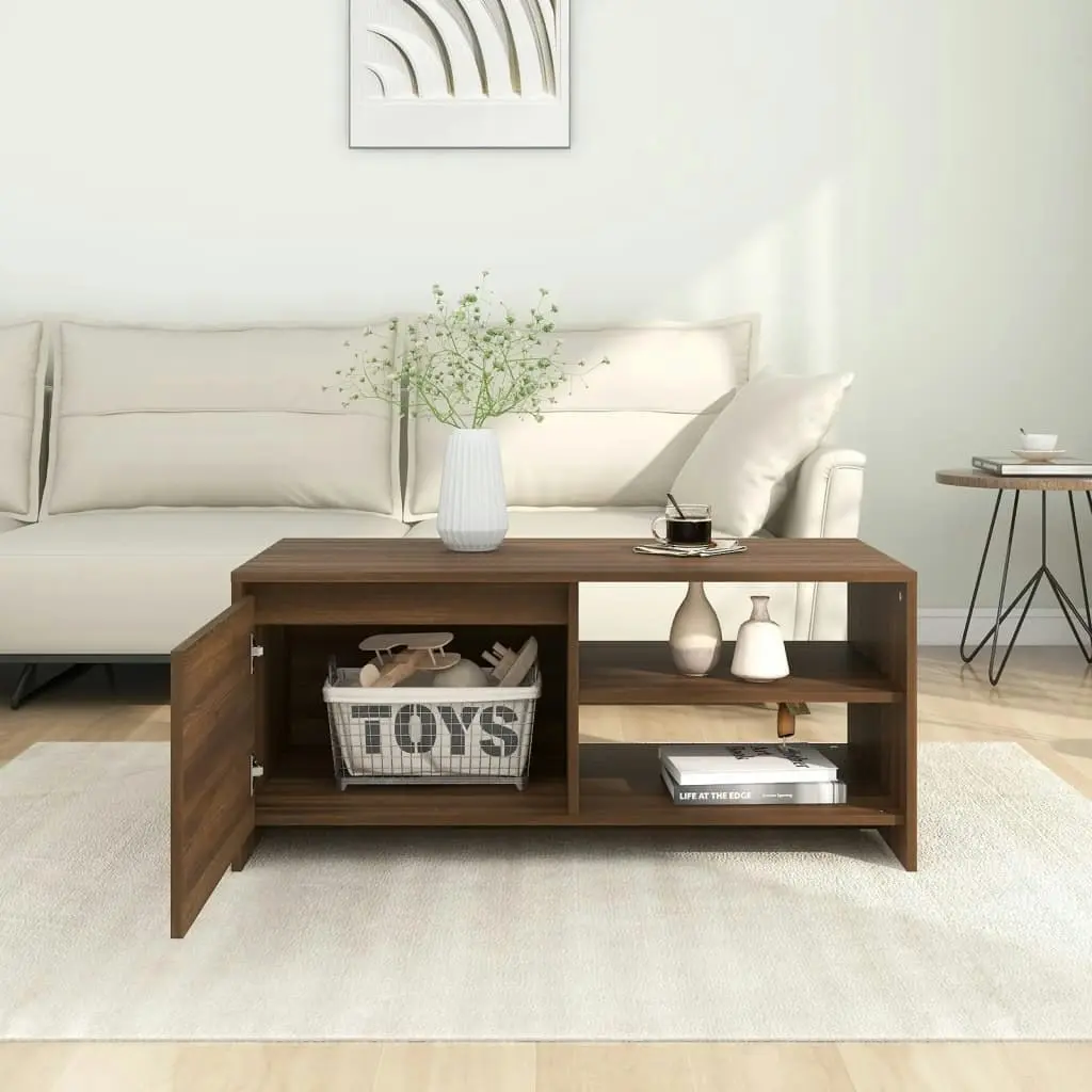 Coffee Table Brown Oak 102x50x45 cm Engineered Wood 813034