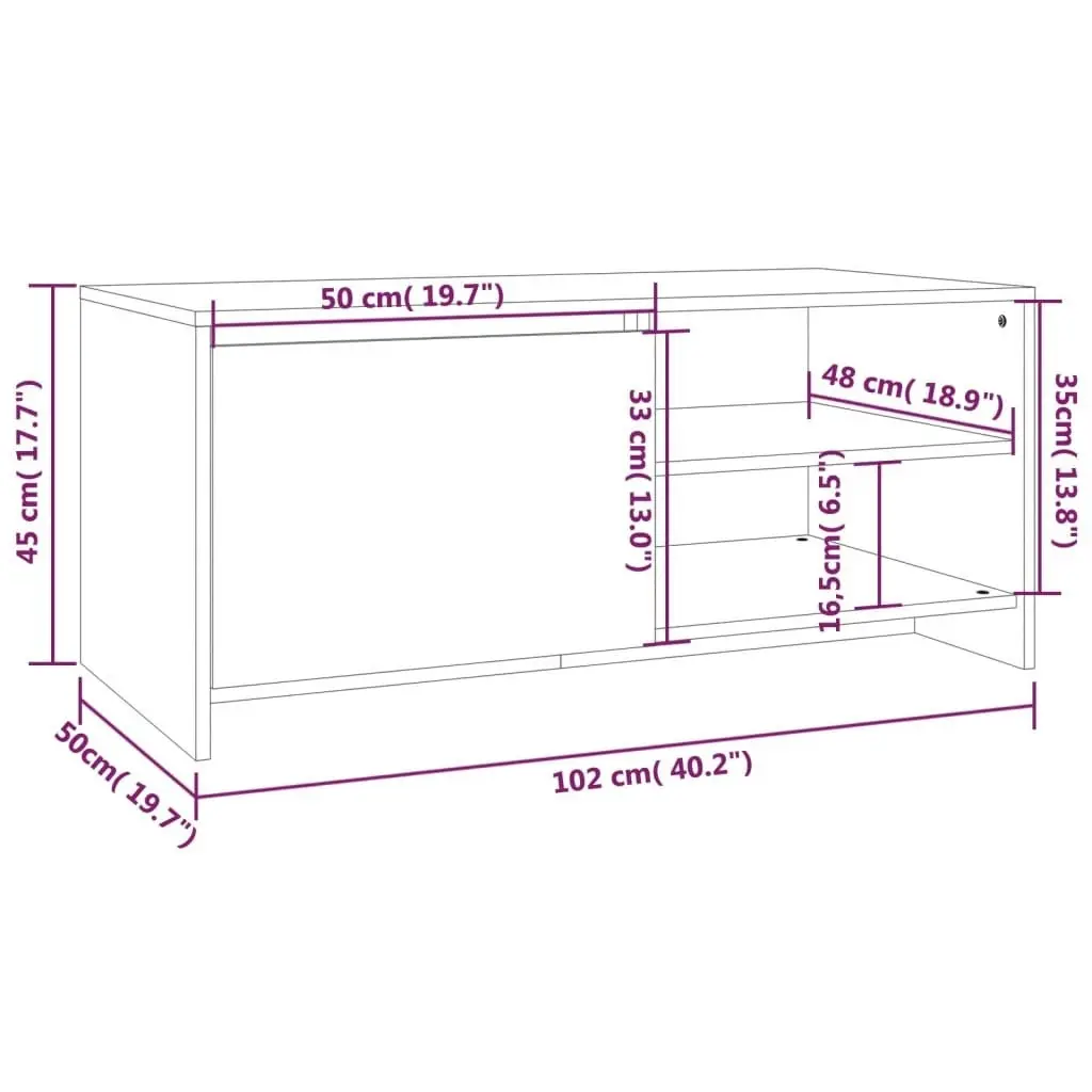 Coffee Table Brown Oak 102x50x45 cm Engineered Wood 813034