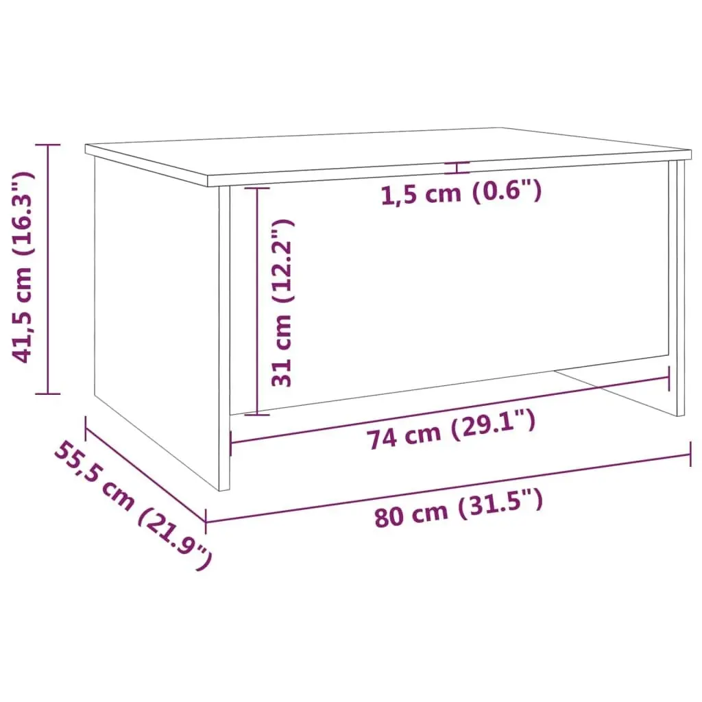 Coffee Table Brown Oak 80x55.5x41.5 cm Engineered Wood 819271