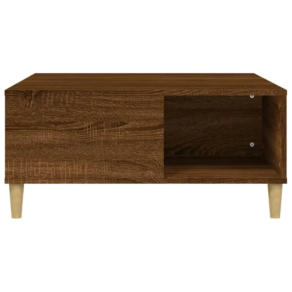 Coffee Table Brown Oak 80x80x36.5 cm Engineered Wood 821099