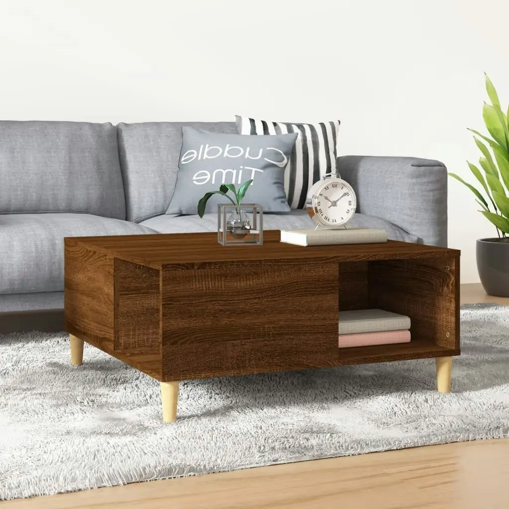 Coffee Table Brown Oak 80x80x36.5 cm Engineered Wood 821099