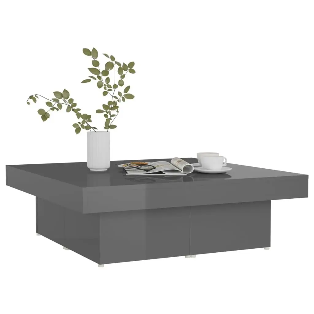 Coffee Table High Gloss Grey 90x90x28 cm Engineered Wood 806920