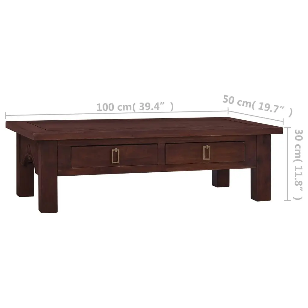 Coffee Table Classical Brown 100x50x30 cm Solid Mahogany Wood 288828