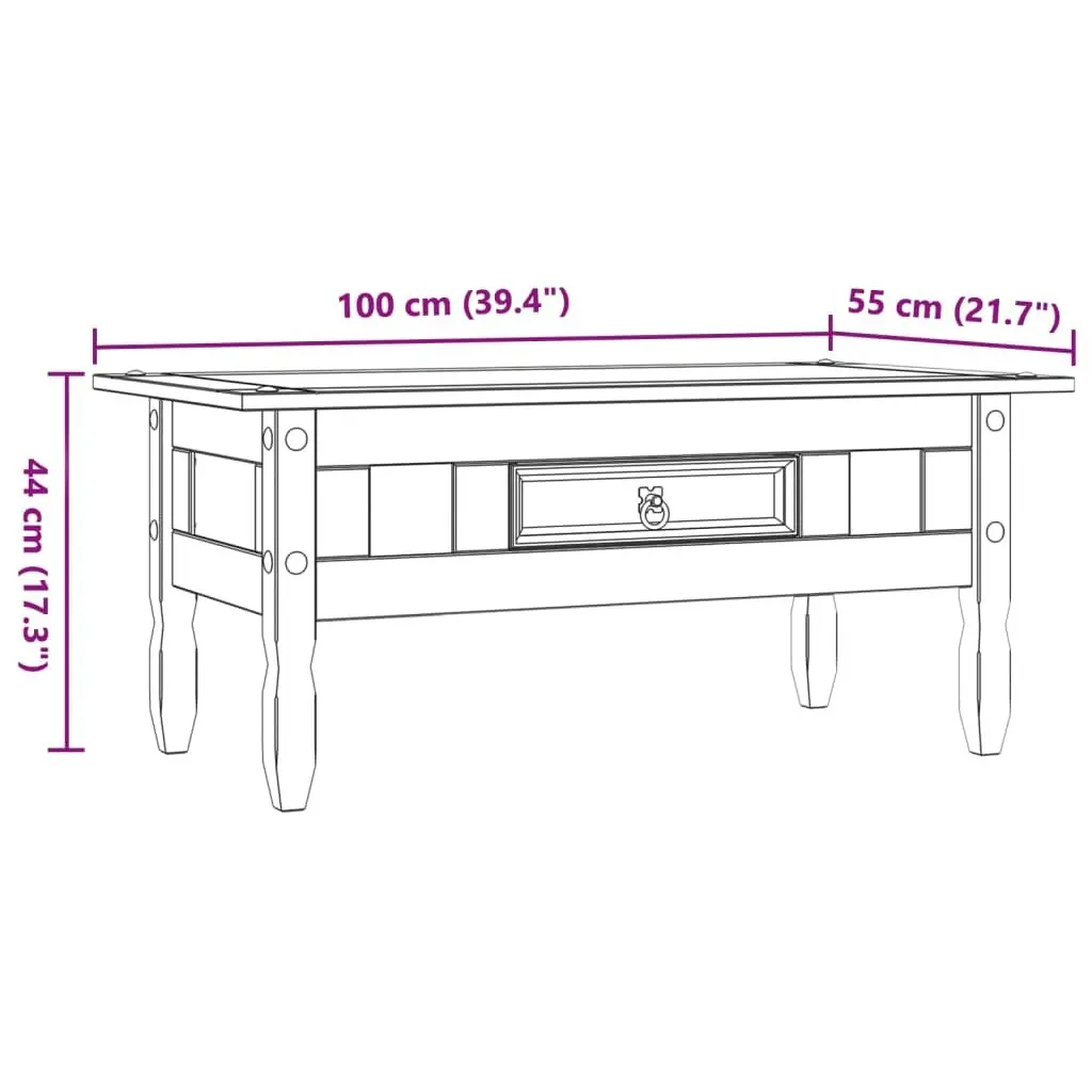 Coffee Table Mexican Pine Corona Range 100x55x44 cm 243736