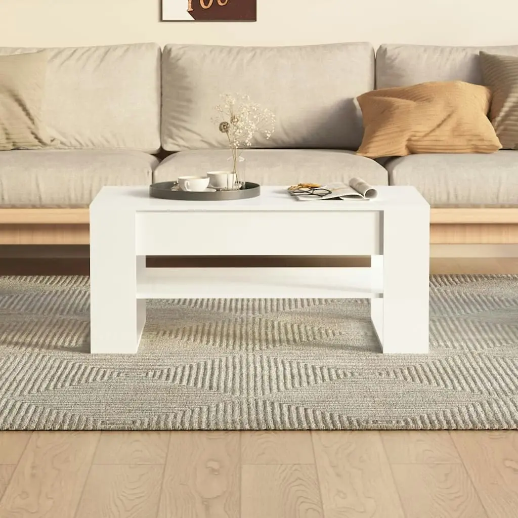 Coffee Table High Gloss White 102x55x45 cm Engineered Wood 810905