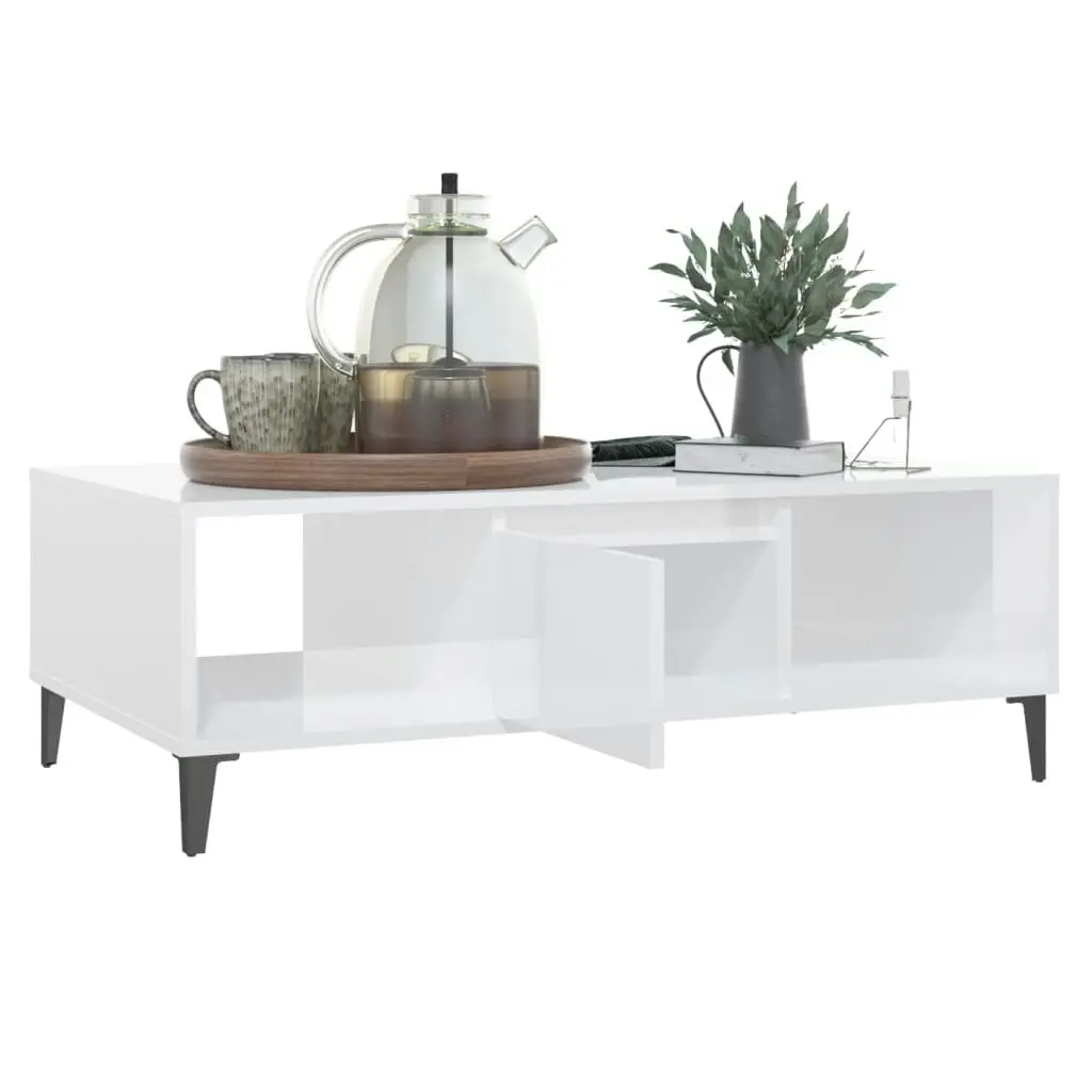 Coffee Table High Gloss White 103.5x60x35 cm Engineered Wood 806028