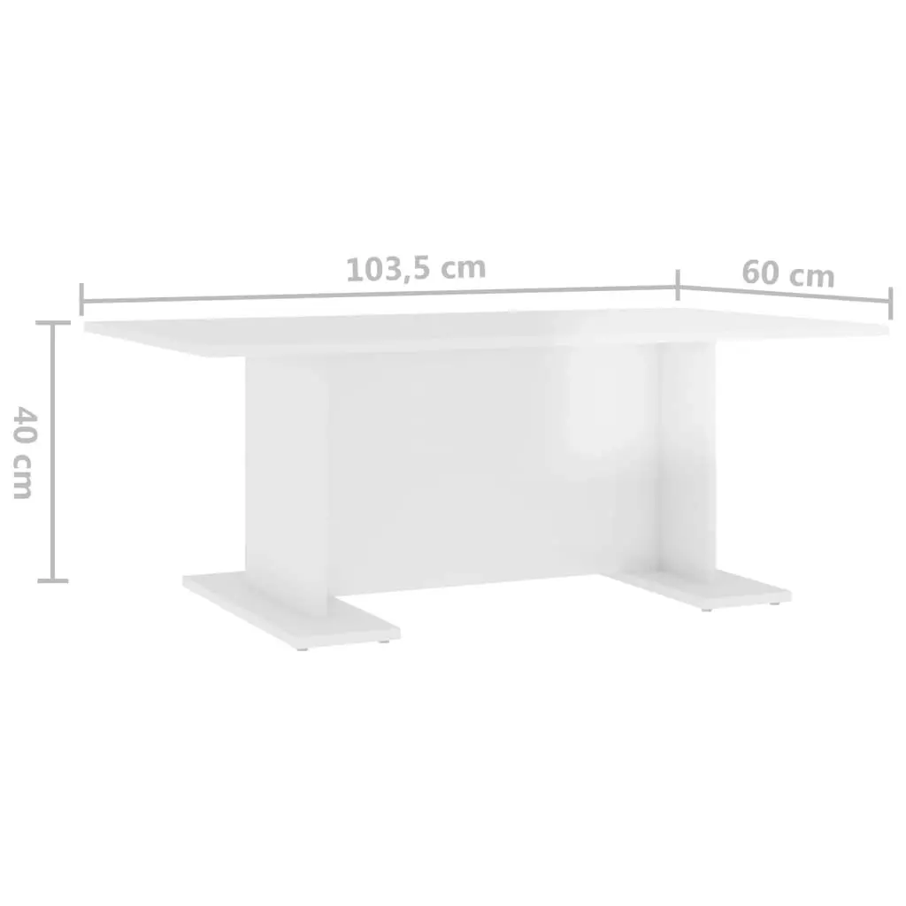 Coffee Table High Gloss White 103.5x60x40 cm Engineered Wood 806846