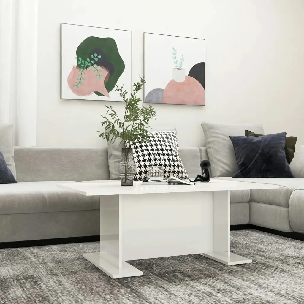 Coffee Table High Gloss White 103.5x60x40 cm Engineered Wood 806846