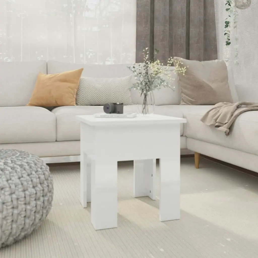 Coffee Table High Gloss White 40x40x42 cm Engineered Wood 810250