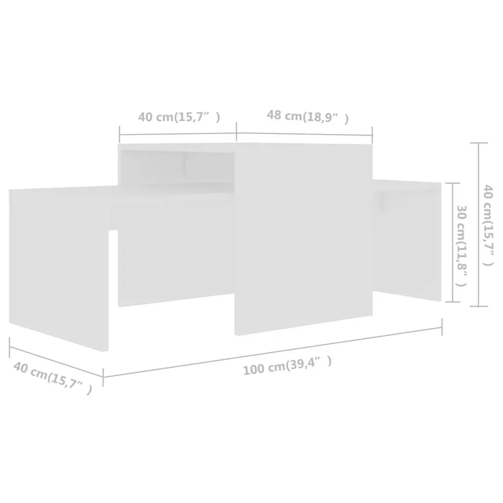 Coffee Table Set White 100x48x40 cm Engineered Wood 802912