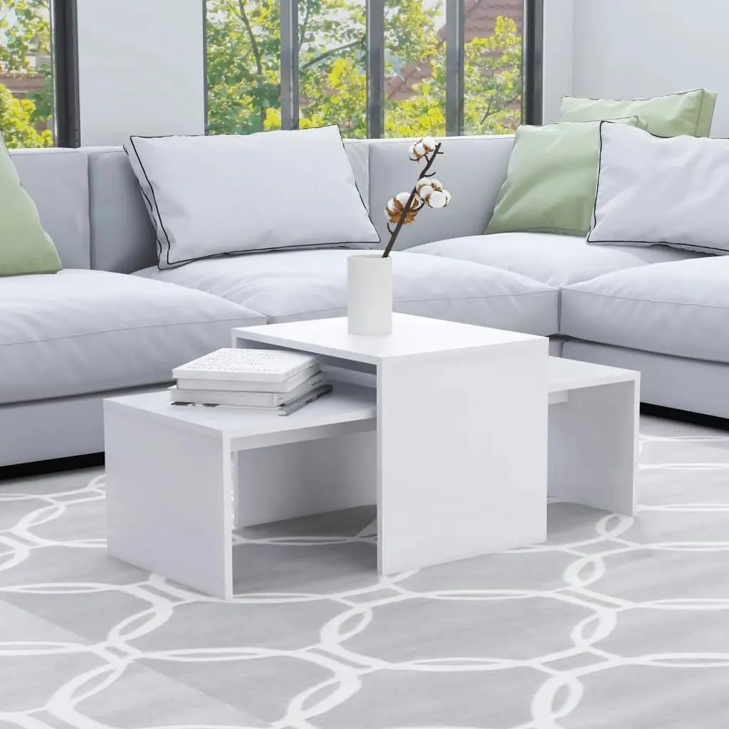 Coffee Table Set White 100x48x40 cm Engineered Wood 802912