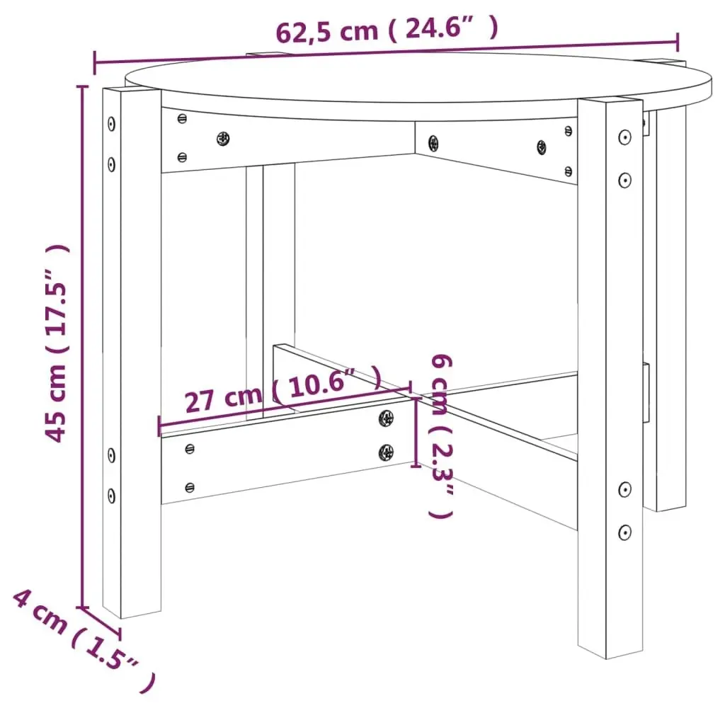 Coffee Table Ã˜ 62,5x45 cm Solid Wood Pine 822302