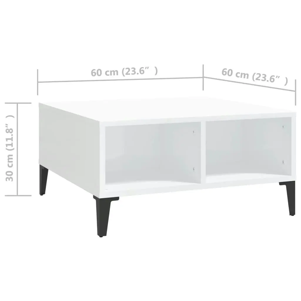 Coffee Table High Gloss White 60x60x30 cm Engineered Wood 805992