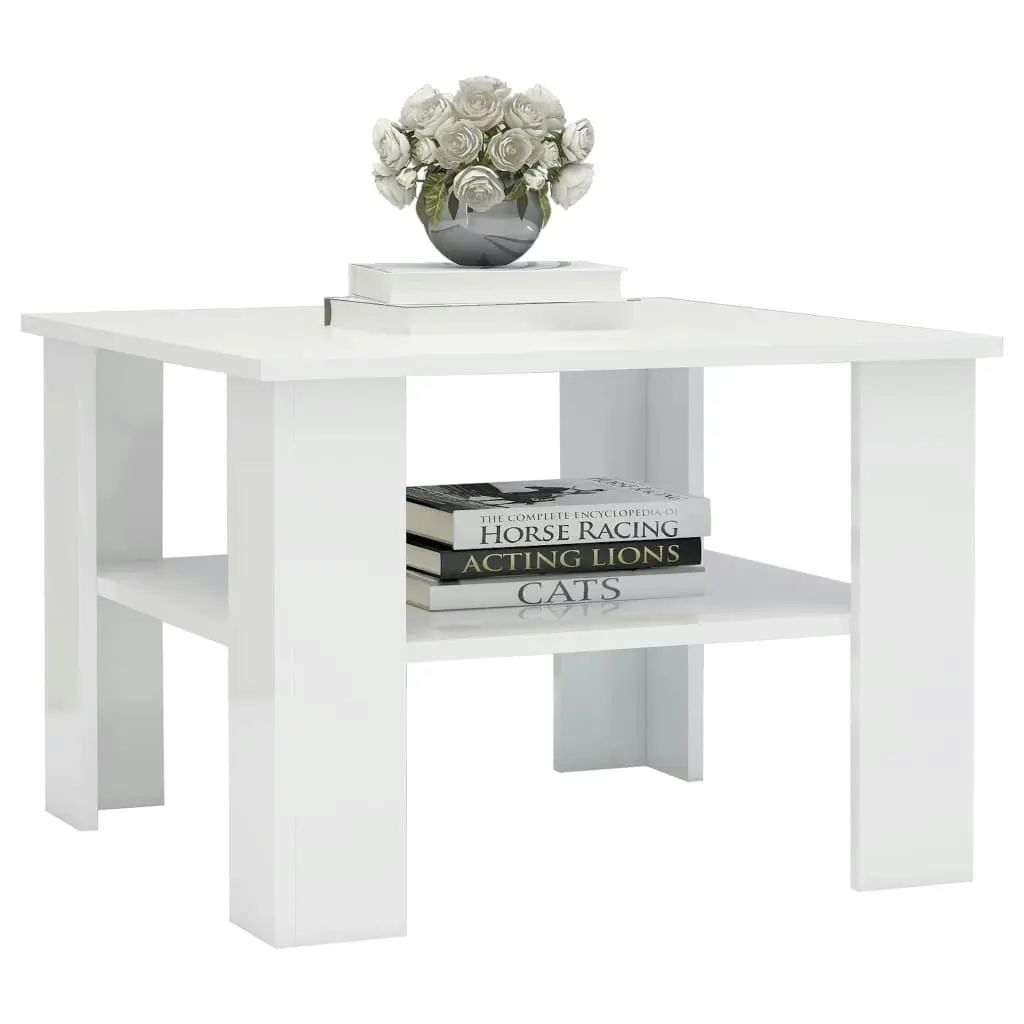 Coffee Table High Gloss White 60x60x42 cm Engineered Wood 800213