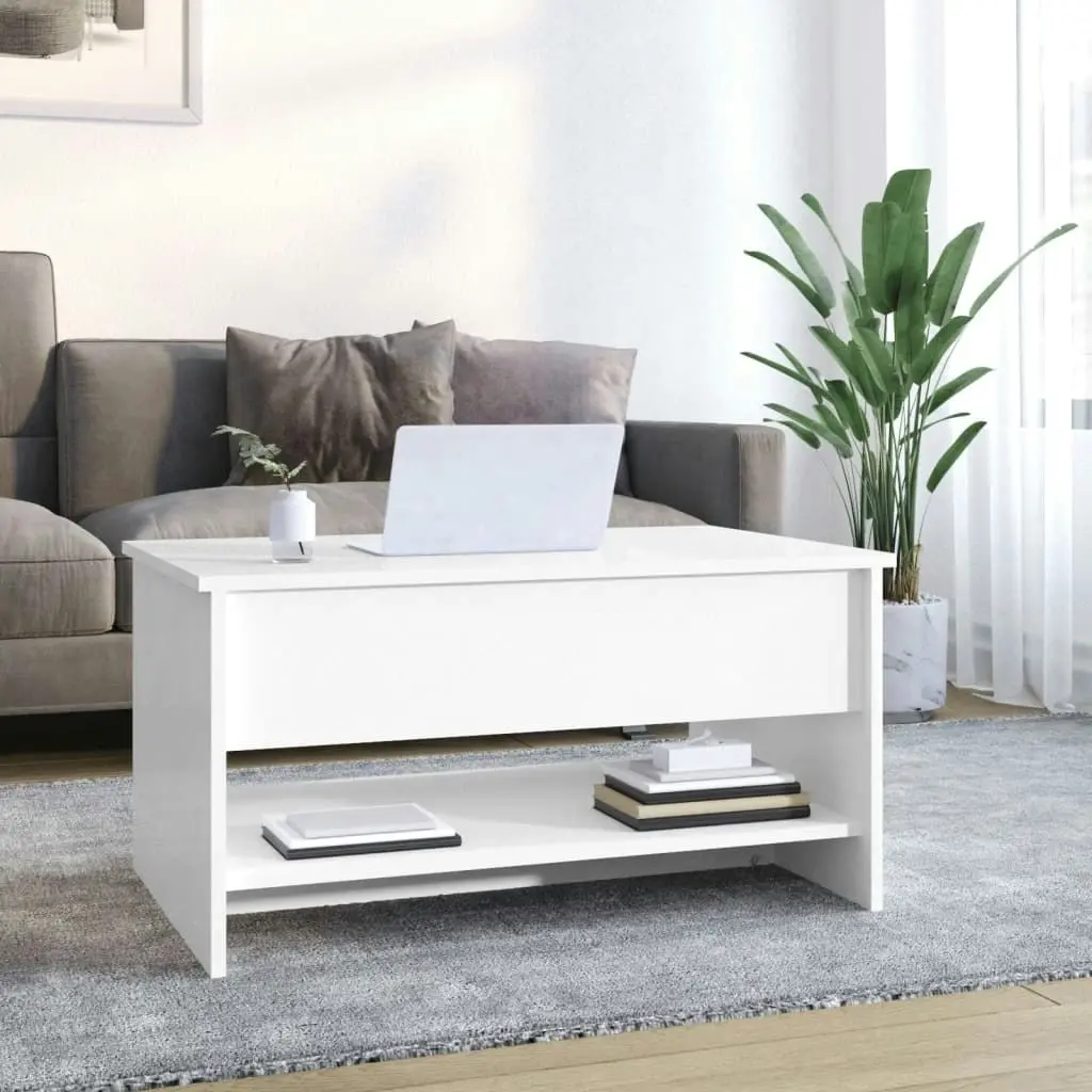 Coffee Table High Gloss White 80x50x40 cm Engineered Wood 809662