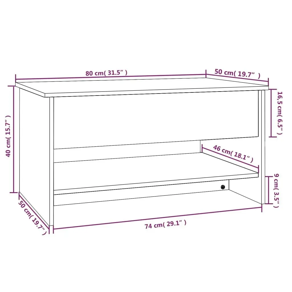 Coffee Table High Gloss White 80x50x40 cm Engineered Wood 809662