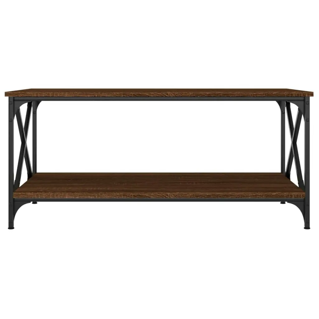 Coffee Table Brown Oak 100x50x45 cm Engineered Wood and Iron 823311